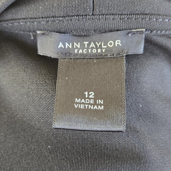 New ANN TAYLOR Factory Black Slinky Faux Wrap Dress 12 - Picture 5 of 5